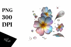 Primrose with Metallic Insertions, Watercolor PNG Product Image 1
