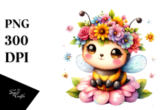 Vibrant Flower Crown Bee | Clipart Product Image 1