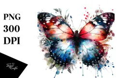 Grungy Butterfly with Splashes PNG Product Image 1