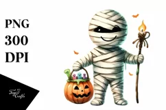 Simple Funny Haloween Clipart with MUMMY PNG Product Image 3