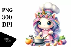 Cute Baby Unicorn Cooking | Sublimation | Clipart Product Image 1