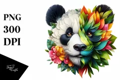 Abstract Vibrant Watercolor Panda with Plant Leaves and Product Image 3