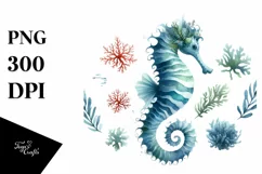 Sea Horse Watercolor Clipart Product Image 3