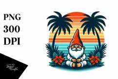 Retro Tropical Gnome Sunset | Sublimation | PNG Clipart Product Image 3