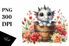 Cute Baby Dragon Watercolor PNG Product Image 3