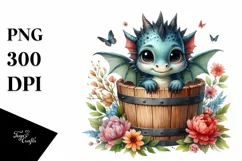 Cute Baby Dragon Watercolor PNG Product Image 3