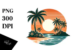 Retro Tropical Island Sunset, 20 oz Tumbler Product Image 1