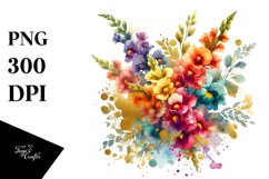 Vibrant Abstract Bouquet with Gold Foil | Clipart Product Image 3