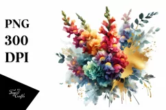 Colorful Gold Foil Abstract Bouquet | Sublimation | Clipart Product Image 3