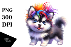 Cute Baby Siberian Husky with Crazy Haircut PNG Product Image 1
