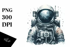 Simple Vintage Astronaut Girl | Sublimation Clipart Product Image 3