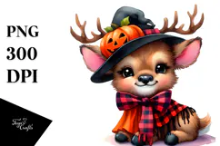 Vibrant Cute Elk Halloween PNG Product Image 1
