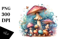 Detailed Pastel Magical Mushroom PNG Product Image 1