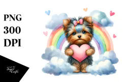 Cute Yorkshire Terrier with Rainbow, Transparent PNG Product Image 1