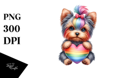 Cute Yorkshire Terrier with Rainbow, Transparent PNG Product Image 1