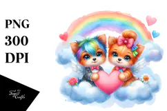 Cute Yorkshire Terrier with Rainbow, Transparent PNG Product Image 1