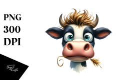 Funny Cow with Straw in Mouth, PNG Product Image 1