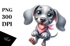 Happy Weimaraner Cartoon PNG Product Image 1