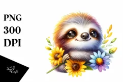 Colorful Baby Sloth Cuddling | Sublimation | Clipart Product Image 1