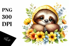 Colorful Baby Sloth Cuddling | Clipart Product Image 3
