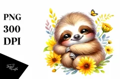 Colorful Baby Sloth Cuddling | Sublimation | Clipart Product Image 3