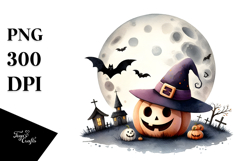 Simple Funny Haloween Clipart with MOON PNG Product Image 1
