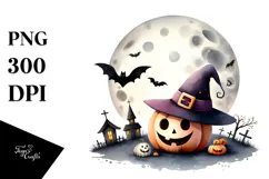 Simple Funny Haloween Clipart with MOON PNG Product Image 1