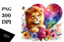 Baby Lion with Heart PNG Product Image 1