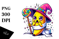 Funny Witch with Lollipop Wand PNG Product Image 1