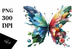 Abstract Vibrant Watercolor Butterfly with Plant Leaves and Product Image 3