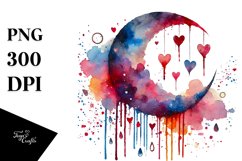 Simple Half Moon Watercolor PNG Product Image 1