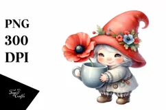 Cute Baby Gnome with Hyacinth PNG Product Image 1