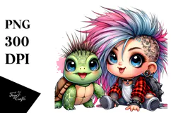 Energetic Baby Turtle with Punk Look, Transparent PNG Product Image 1