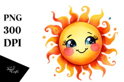 Whimsical Baby Sun Watercolor Clipart Product Image 1