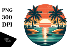 Retro Tropical Island Sunset, 20 oz Tumbler Product Image 1