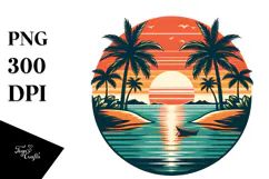 Retro Tropical Island Sunset, 20 oz Tumbler Product Image 1