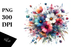 Colorful Wild Flowers Abstract PNG Product Image 1
