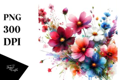 Colorfull Abstract with Wild Flowers PNG Product Image 1