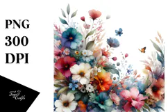 Colorfull Abstract with Wild Flowers PNG Product Image 1
