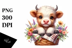 Cute Baby Highland Cow | Sublimation | Clipart Product Image 1