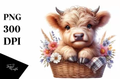 Cute Baby Highland Cow | Sublimation | Clipart Product Image 1