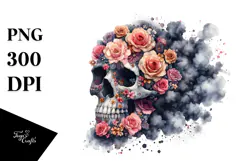 Skull Made of Flowers PNG Product Image 1