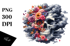 Skull made of Flowers with Cloud of Dust, Transparent PNG Product Image 1