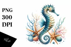 Sea Horse Watercolor Clipart Product Image 3