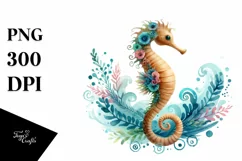 Sea Horse Watercolor Clipart Product Image 3