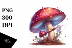 Shiny Mushroom Watercolor Illustration, PNG Product Image 3