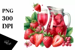 Strawberry Juice Watercolor Clipart Product Image 1