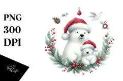 Simple Watercolor Christmass Polar Bear PNG Product Image 1