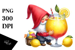 Whimsical Gnome with Cocktail, High-Res PNG Product Image 1