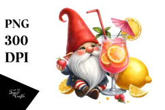 Whimsical Gnome with Cocktail, High-Res PNG Product Image 1